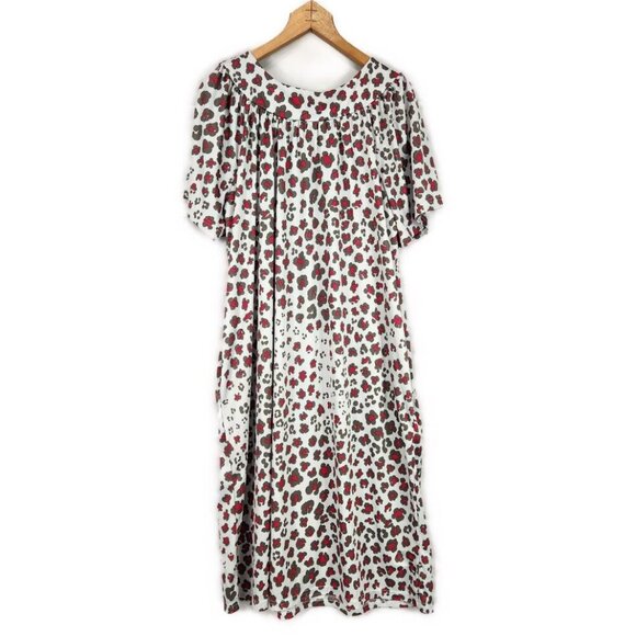 Anthony Richard Nightgown Mu Mu Women's M Gray Red Animal Print Pockets - Picture 2 of 7